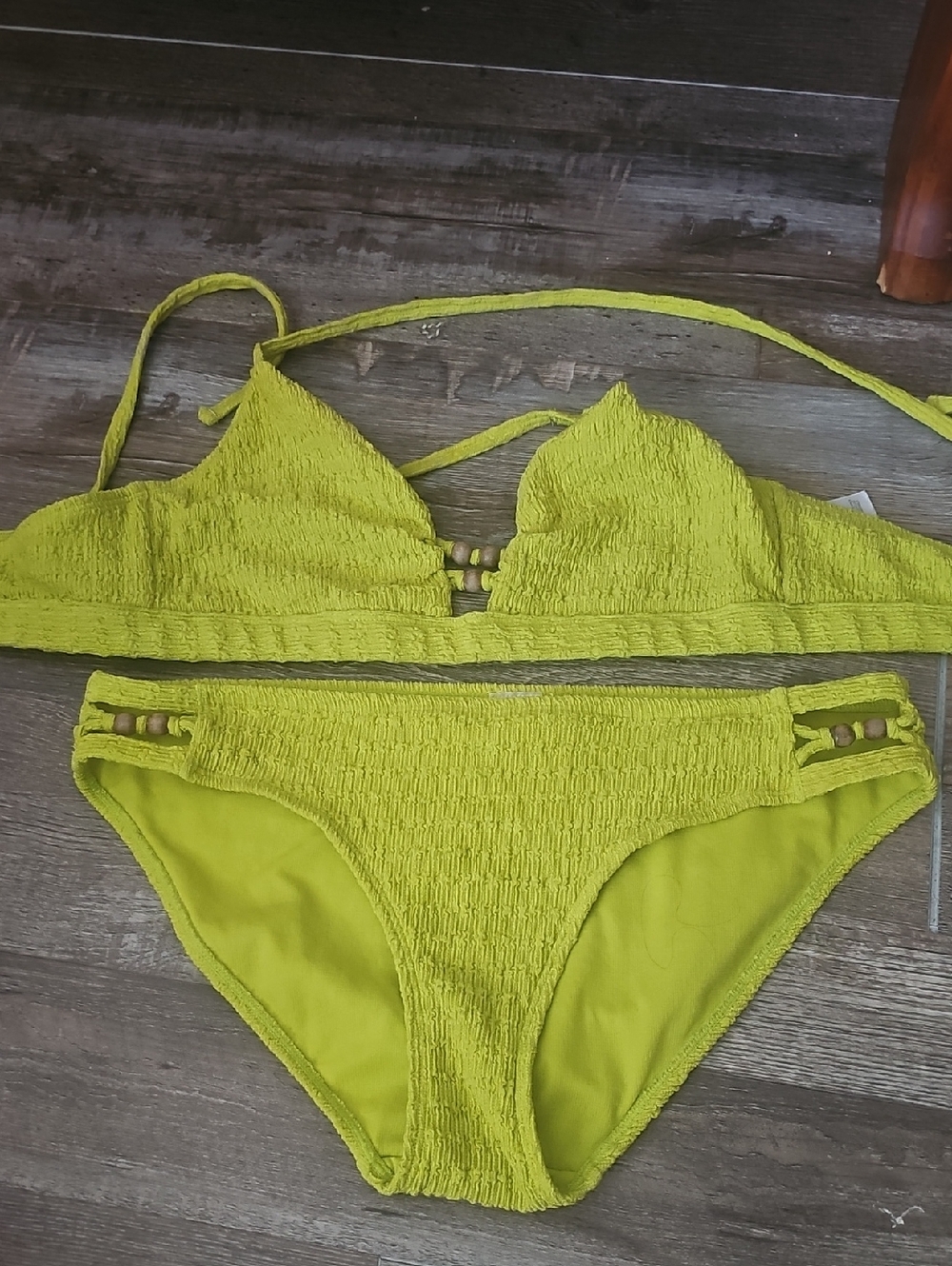 Textured Lime Green Two-Piece Bikini Set
